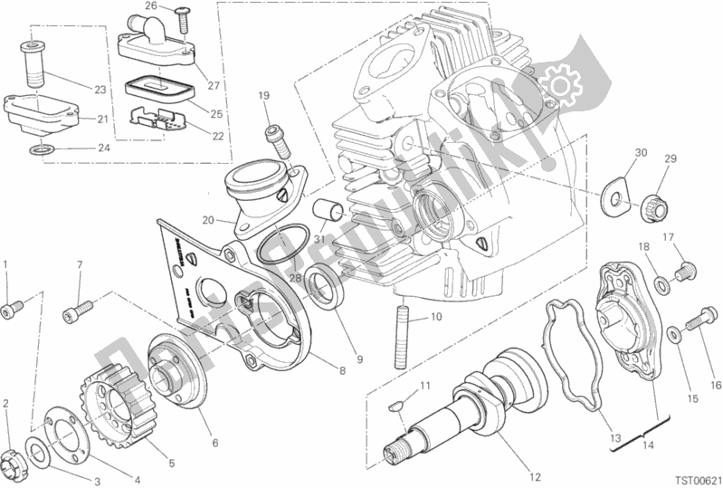 All parts for the Horizontal Head Timing System of the Ducati Scrambler 1100 Thailand 2020